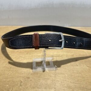 Allen Edmonds Black Brown Leather Belt 97/38 11981 USA Made Crackle Vintage